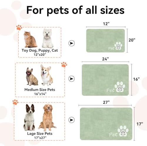 Dog Food Mat Cat Feeding Mat for Food and Water Bowls,17"x27",Sage Green - Image 5