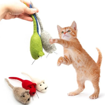 Glaciart One Felt Mouse Cat Toy – 6 Pcs | Soft Fuzzy Enrichment 100% Natural Wool - Interactive Catnip Play Cat Toy Set - Safe for Pets, Non-AZO Colored Dyes - Image 4