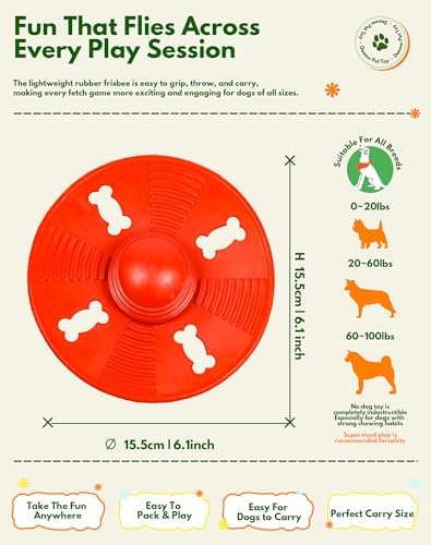 Deeow Squeaky Dog Frisbee/Flying Disc/Flyer-Natural Rubber 6.5'' Spaceship - Image 6