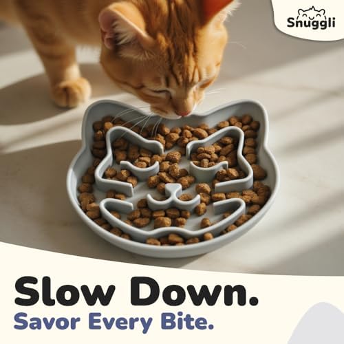 Snuggli Slow Feeder Cat Bowl | Cat Puzzle Feeder for Slow Eating, Mental Enrichment, Digestion, & Bloat Relief | Non-Slip Silicone, Dishwasher Safe, 1 Cup (Slate) - Image 2