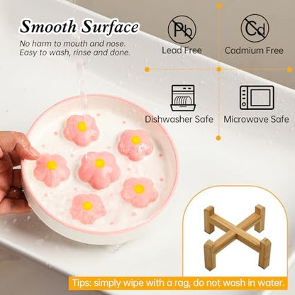 Elevated Ceramic Slow Feeder Cat Bowl with Anti-Slip Bamboo Stand - Image 5