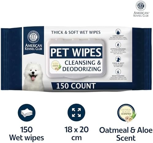 AKC Pet Wipes for Dogs & Cats, Hypoallergenic, Alcohol-Free, Oatmeal - Image 2