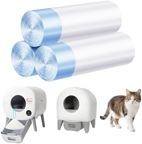Cat Litter Bags 60 Count, 26.37"X15.74" Drawstring Close Litter Box Liners for Automatic Litter Box,Thick Cat Poop Bags,Easy to Clean,Heavy Duty Robot Bag for Self-Cleaning Box by LoopTime
