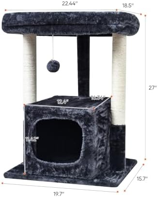 SYANDLVY 27IN Cat Tree for Indoor Cats Large Adult, Modern Activity Tower - Image 3