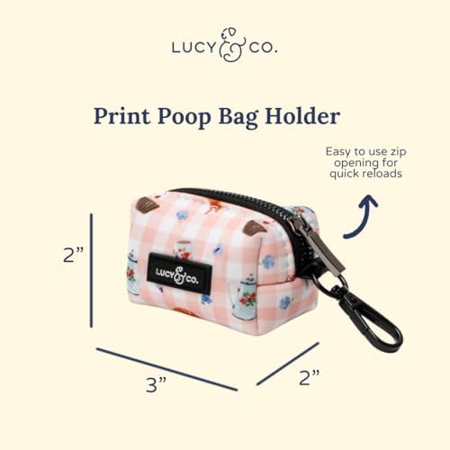 Lucy & Co. Sipping Slowly Dog Poop Bag Holder and Dispenser, Clips to Leash, Water-Repellent Neoprene, Includes Refill Roll - Image 2