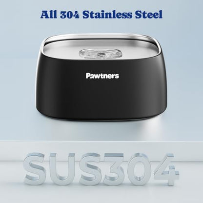 Pawtners All Stainless Steel Dog Water Bowl No Spill, 135oz/4L, Black - Image 2