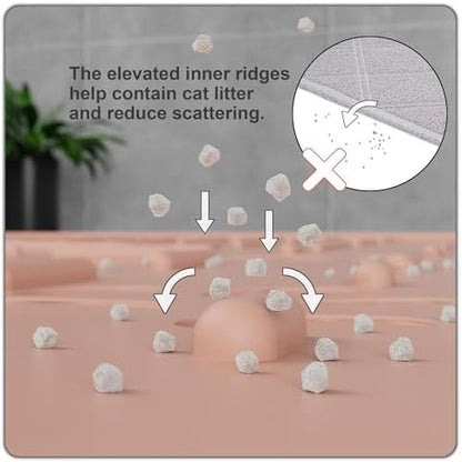 OHMO Large Cat Litter Mat, 31.5x23.6 Silicone Trapping Mat Coral - Image 3