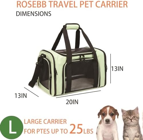 Cat Carrier Dog Carrier Pet Carriers for Medium Small Cats Dogs Puppies up to 15 Lbs,TSA Airline Approved Small Dog Cat Carriers Soft Sided,Collapsible Travel Puppy Carrier (Green, Large) - Image 2