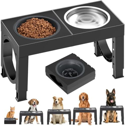 XIAZ Elevated Dog Bowls Large Breed Raised Dogs Bowl Stand Large/Medium Sized Dog Slow Feeder Dogs Bowls Food Water Stands 5 Heights Adjustable 9/11/12/14in Pet Feeder Dish Station by XiaZPet