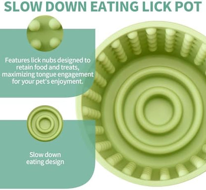 Dog Lick Bowl - Anxiety Relief Slow Feeder Lick Mat, Treat Dispenser, Non-Slip Enrichment Toy for Small, Medium and Large Breeds, BPA Free Silicone (Green, S) - Image 3