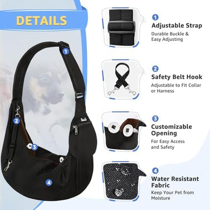 SlowTon Dog Carrier Sling - Thick Padded Shoulder Strap Adjustable, Black L - Image 2