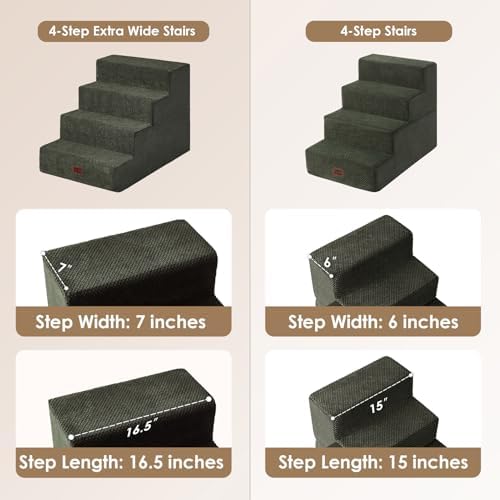 EHEYCIGA Dog Stairs for Bed 18" H, 4-Step Extra Wide Dog Steps - Image 2