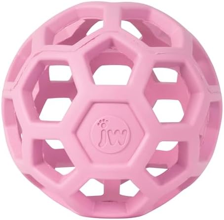 JW Pet HOL-ee Roller Dog Puzzle Ball, Small 3in, Natural Rubber, Pink by JWPet