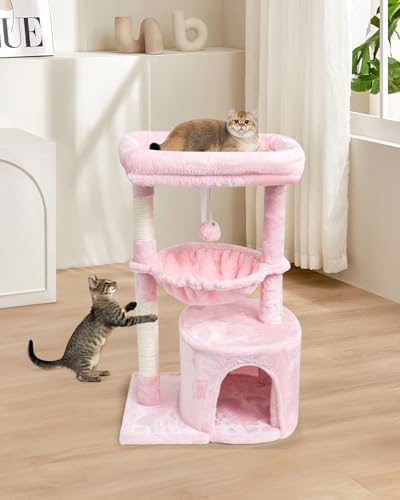 SYANDLVY Pink Cat Tree for Indoor Cats, Modern Tower with Scratching Post - Image 6