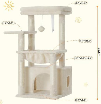 Heybly Cat Tree, Kitten Tower with Large Soft Cat Basket HCT008SM - Image 6