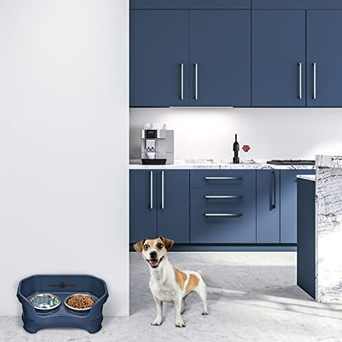 Neater Pet Brands Neater Feeder Deluxe Mess Proof Dog Bowls Elevated for Small Dogs Under 19 lbs, Made in USA, No Spill Raised Dog Food Bowl Stand Feeding Station, Food and Water Bowl Set, Dark Blue - Image 6