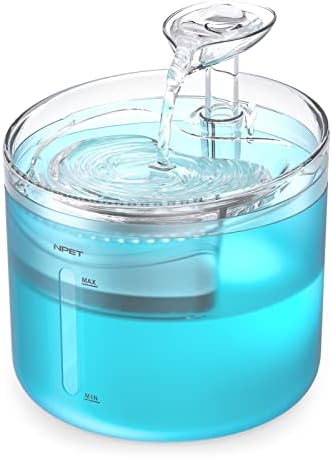 NPET WF100 Cat Foutain, 54oz/1.6L Automatic Pet Water Fountain Dog Water Dispenser with 2 Flow Modes, Bottom Suction LED Light Quiet Pump for for Cats & Small Dogs by NPET