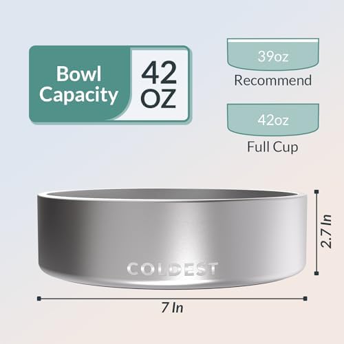 Coldest Dog Bowl - Anti Rust Metal, Non Slip, 3 Layers Insulated Stainless Steel Dog Bowls - Spill Proof & Heavy Duty - Water Bowl for Dogs, Cats, Dish Washer Safe (42 oz, Polished Stainless Steel) - Image 4