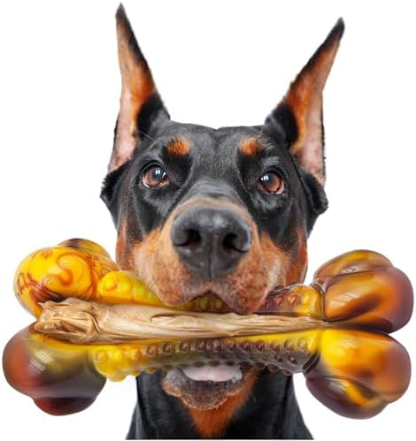Dog Toys for Aggressive Chewers, Indestructible Dog Chew Toys for Large Medium Small Breed, Tough Nylon Interactive Durable Chew Toy Bone for Puppy Teething Toy Bacon Flavor, Best Gift&Keep Them Busy by Anoodi