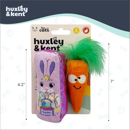 Huxley & Kent Plush Cat Toy - Interactive Catnip Toy for Cats & Kittens - Soft with Crinkle & Catnip - Fun Indoor Play - Hoppy Easter 2pk - Image 5
