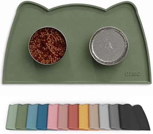 OHMO Cat Food Mat, Silicone Pet Feeding Mat, 20x12, Camo Green by OHMO