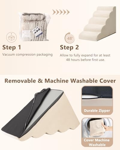 Aodisman Dog Stairs for High Beds,5 Step Pet Ramp for Dogs and Cats,22.4" H - Image 3