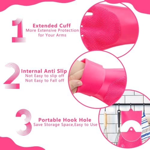 Pet Grooming Gloves—Dog Washing Gloves with High-Density Teeth, Dog Bath Scrubber with Enhanced Five Finger Design, Silicone Gloves for Dogs and Cats Bathing, Massage (Hot Pink) - Image 6