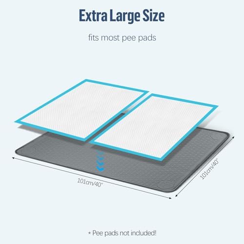 Pee Pad Holder for Dogs 40''x40'' Silicone Puppy Pee Pad Tray, Dark Grey - Image 2