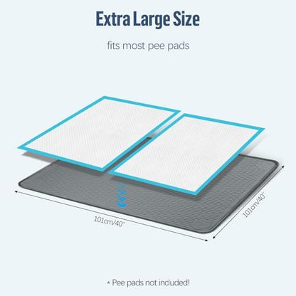 Pee Pad Holder for Dogs 40''x40'' Silicone Puppy Pee Pad Tray, Dark Grey - Image 2