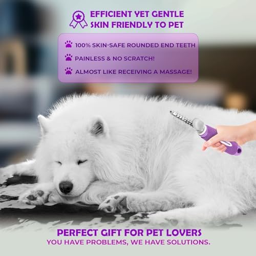 GENPEPADO Dematting Undercoat Rake Comb for Dogs & Cats with Long 2.5-In Stainless Steel Safety Blades for Removing Knots, Mats & Tangles - Pet Grooming Deshedding Brush Tool with Anti-Slip Grip - Image 7