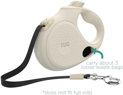 TUG Oval 360° Tangle-Free Retractable Dog Leash with Integrated Waste Bag Dispenser (Small, Cream) - Image 2