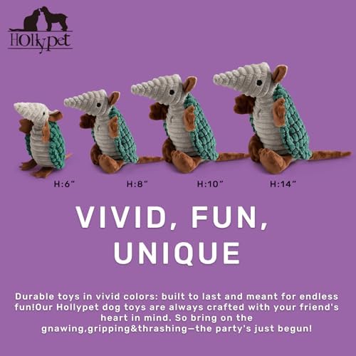 Hollypet Armadillo Squeaky Puppy Dog Toys for Small Medium Dogs, 8" - Image 2