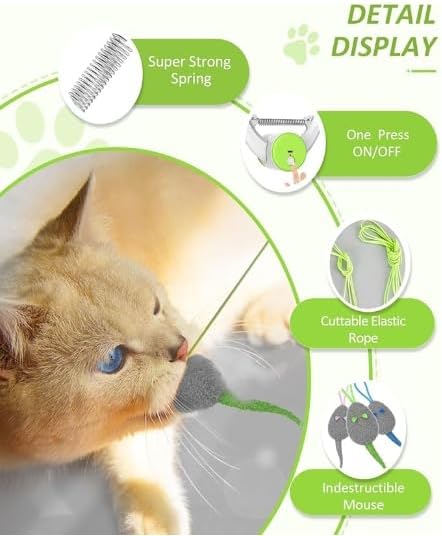 Interactive Cat Toys for Indoor Cats - Automatic Flying Bird Feather Toy Chase Exercise Enrichment Stimulation, Rechargeable Durable Safe Kitten & Adult Cat Electric Hanging Toy for Bored Cats (White) - Image 2