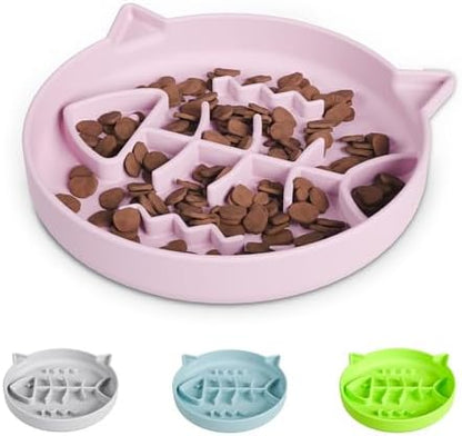 Silicone Cat Slow Feeder,Slow Feeder Cat Bowl Wet Food with Suction Cups，Puzzle Feeder Cat,Cat Interactive Toys,Effectively Reduce Overeating in Kitty (Pink, 1 Cup) by Unknown