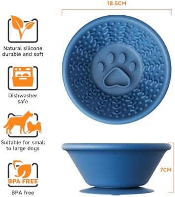 Dog Lick Bowl, Non-Slip Slow Feeder Licking Mat & Treat Dispenser (Wide Bowl Mouth w/Inlaid Stainless Steel Ring) - Interactive Toys, Anxiety Reducer, Freeze Bone for Dogs, BPA Free Silicone - Image 7