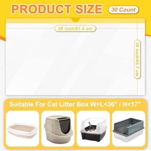 30 Count Cat Litter Liners Large, Jumbo Tear Resistant Heavy Duty Cat Litter Bags with Drawstring, Extra-Thick Kitty Litter Box Bags-36" x 18" - Image 2