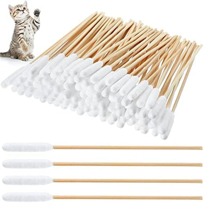 Nuogo 300 Pieces Cotton Buds for Dogs and Cats Pet Cotton Ear Buds Swabs Long Swab Dog Ear Drops with Wood Handle for Dog Care Cleaning,4.7 Inches by Nuogo