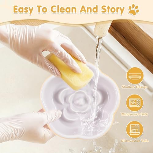 Cat Slow Feeder Bowl Set,1 Pcs Pastel Series Cat Plate for Dry and Wet Food - Image 5