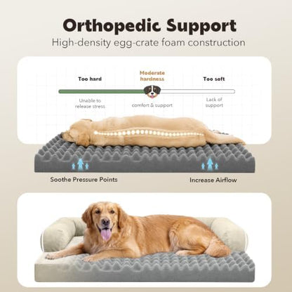 MEKIY Orthopedic Waterproof Dog Bed with Bolster for Extra Large Size Dogs - Image 3