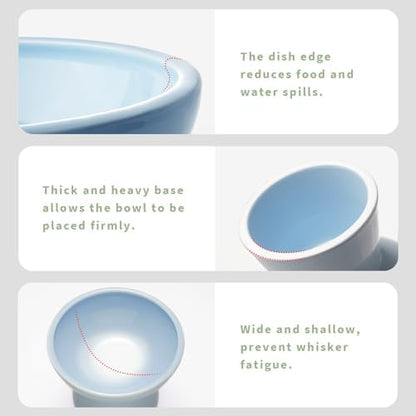 CEEFU 2-Pack Elevated Ceramic Cat Bowls Extra Wide for Food & Water - Image 3