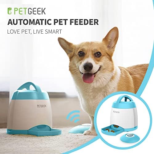 PETGEEK Dog Treat Dispenser with Button, Automatic Dog Feeder with Remote Control and Dual Power Supply, Dogs Puzzle Toys and Interactive Pet Stimulation Toys for Indoor/Outdoor Play (Blue) - Image 4