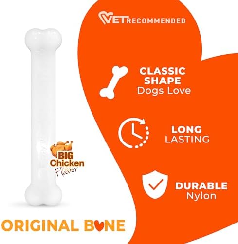 Nylabone Power Chew Classic Bone Chew Toy for Dogs, Durable Dog Toys for Aggressive Chewers, Chicken Flavor, Large/Giant - Up to 50 lbs. (1 Count) - Image 3