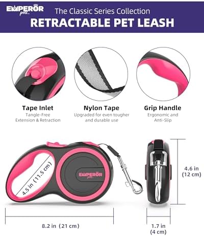 Emperor Pets Retractable Dog Leash, 16 ft, Up to 110lbs, Pink -PK16 - Image 2
