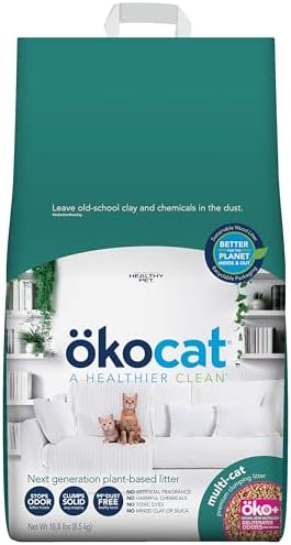 ökocat Multi-Cat Natural Wood Clumping Cat Litter, Odor Control, 18.8 Lbs by okocat