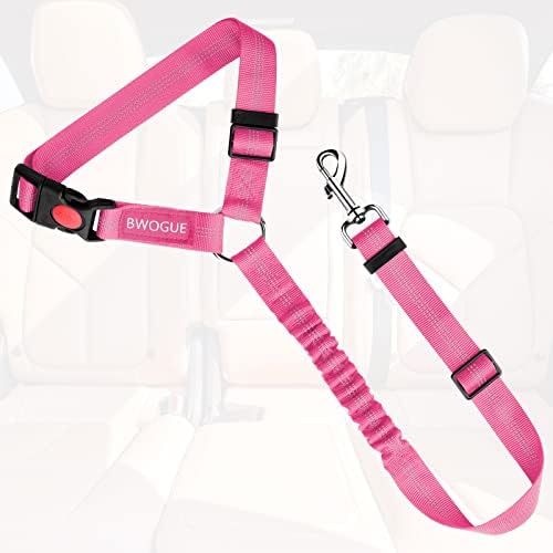 BWOGUE Dog Seat Belt for Car, Headrest Restraint Bungee Lead, Pink - Image 2