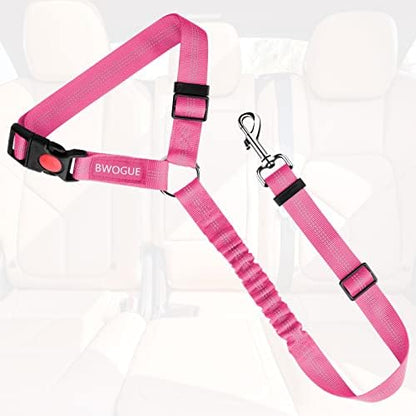 BWOGUE Dog Seat Belt for Car, Headrest Restraint Bungee Lead, Pink - Image 2