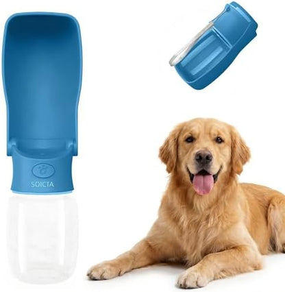 Portable Dog Water Bottle for Walking – 19oz / 12oz Foldable Pet Water Dispenser for Puppies, Medium & Large Dogs – Leak Proof Travel Water Bowl for Small Animals Dog Accessories(19OZ Dark Blue) by FORWH