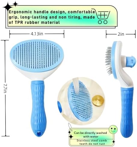 Cat Brush Self Cleaning, Ergonomic Handle,Slicker Cat Brush with Release Button,Tool Suitable for Cats and Dogs Pet Hair Cleaner, Easy to Remove Loose Undercoat ﻿ ﻿ - Image 2