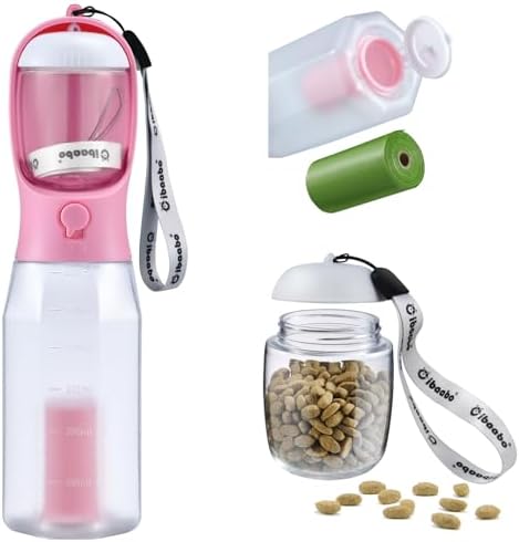 Cibaabo Dog Water Bottle with Food Container & Poop Bag Holder & Filter by Cibaabo