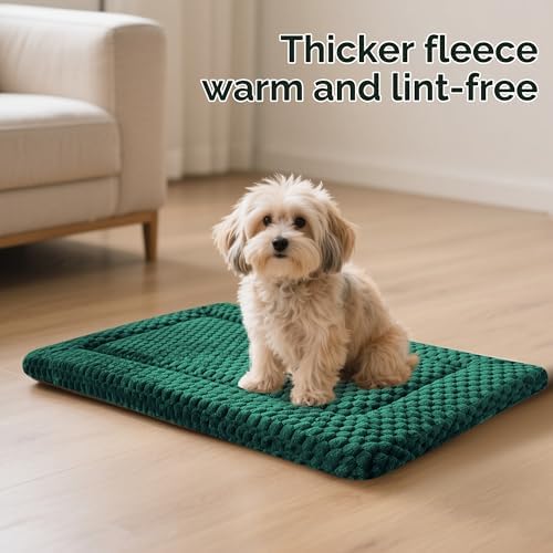 Dog Bed Crate Mat, Soft Durable Washable Anti-Slip Kennel Pad for Dogs & Cats, Reversible (Dark Green, S(24"*18"*1.5")) - Image 5